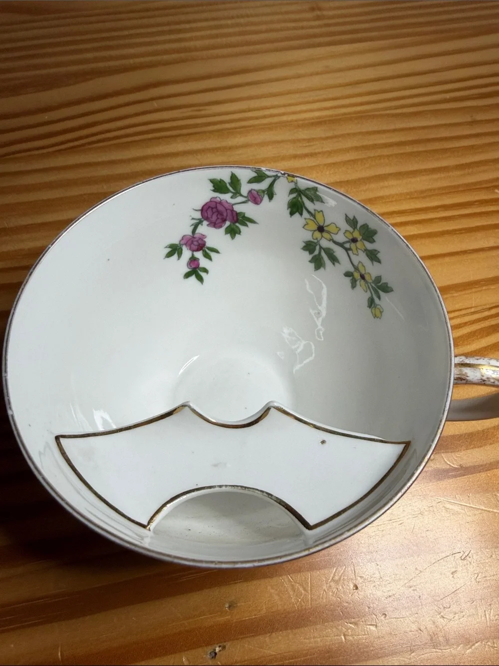 Antique Limoges France T&V Mustache Cup and Saucer Set Floral 1907-1919